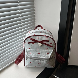 Fashion Mini Backpack For Women Travel Lightweight Large Capacity PU Leather School Bag Sweet Bow Polka Dot Daypack