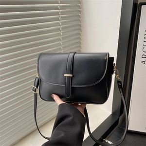 Women's Urban Simple PU Leather Shoulder Bag Minimalist Gold Lock Crossbody Bag Elegant Magnetic Buckle Commuter Handbag