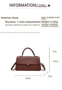Detailed size specifications and brown crossbody bag structure information summary