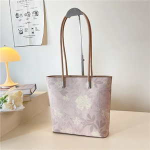 Sac Fourre-Tout pour Femmes Style Chinois Imprimé Floral Grande Capacité Sac à Épaule en Cuir PU Sac Sous le Bras Mode Rétro
