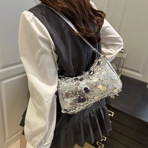 Chic silver sequin hobo bag for women with large capacity for stylish everyday wear