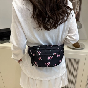 Bolso de cintura floral para mujer con estampados de rosas y lazos en estilo casual