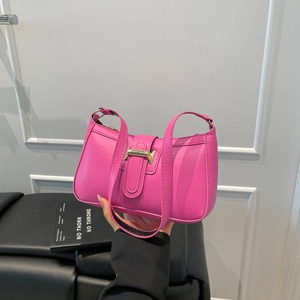 Chic rose pink leather underarm bag for women with gold buckle and stylish dual straps
