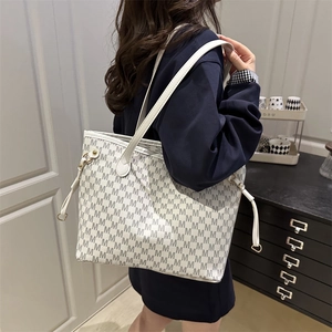 Chic off-white monogram tote bag with large capacity for daily office and commute