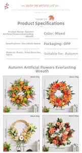 Detailed technical specifications and weight data for artificial autumn pumpkin wreaths