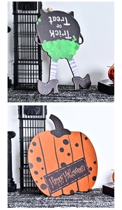 Plaques de porte Halloween en bois avec chaudron et citrouille décorative Trick or Treat