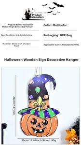 Diagramme détaillé pour plaque bois Halloween avec dimensions et informations poids