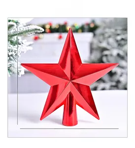 20cm shiny red metallic star tree topper for festive Christmas tree decoration