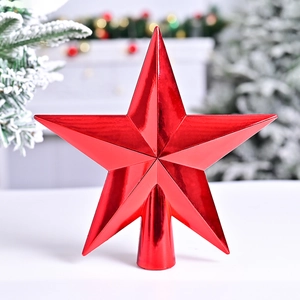 Shiny red star tree topper for Christmas tree decoration with metallic finish