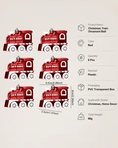 Détails du lot de trains de Noël rouges avec motifs flocons de neige et dimensions précises