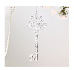 Élégante clé en cristal transparent avec flocon de neige pour décoration de Noël