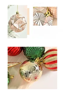 Detailed view of hand-painted Christmas tree ball ornaments with various textures and colors