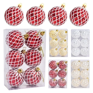 Boules de Noël Peintes et Électroplaquées Motif Losange Décorations Suspendues en Plastique pour Sapin Fête Maison