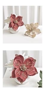 Detailed macro view of velvet magnolia petals with elegant gold powder edge detailing