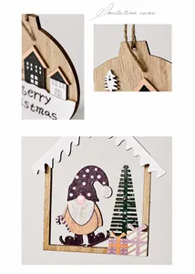 Détail d'ornements de Noël en bois découpés au laser avec gravure Merry Christmas