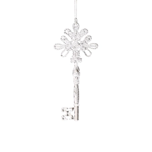 Clé décorative de Noël transparente en acrylique avec détails gravés pour sapin de fête
