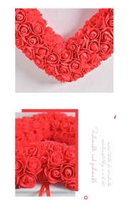 Gros plan détaillé d'une couronne de roses rouges en forme de cœur en mousse PE premium