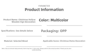 Technical specification chart for hollow wooden Christmas tree ornaments and decorations