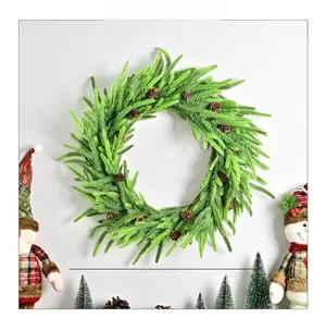 50cm künstlicher Weihnachtskranz mit Zapfen für festliche Türdekoration im Haus
