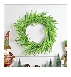 50cm künstlicher Weihnachtskranz mit dichten Kiefernadeln und Maßangaben im Bild