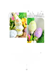 Easter decoration set featuring a painted bunny and colorful matte eggs in a garden setting