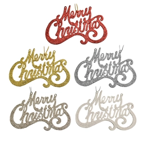 Pendentifs Merry Christmas à paillettes en cinq couleurs pour décoration de sapin