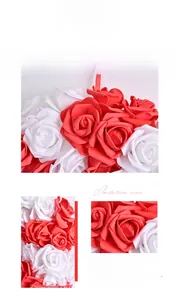Detail of red and white faux roses wreath for USA Independence Day festive decoration