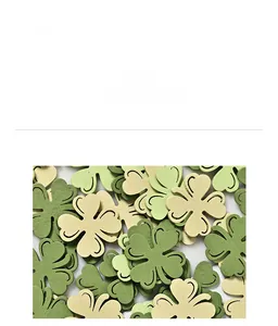 Detailed view of shamrock wood slices in various green tones for St. Patrick's Day decor