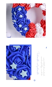 Detailed view of patriotic rose wreath with red white and blue stars for July 4th