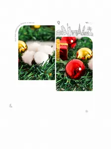 Primer plano de ramas de pino, algodón blanco y bolas de Navidad rojas y doradas