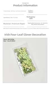 Macro detail of green paper clover confetti in various sizes for St. Patrick's Day decor