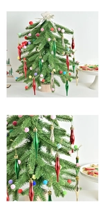Détail macro de suspensions de Noël en forme de glaçons métalliques rouges et ors