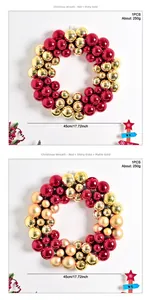 Detail view of 45cm colorful Christmas ball wreath showing 250g weight and dimensions