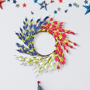 Ghirlanda del Giorno dell'Indipendenza Rosso Bianco Blu Patriottica Ghirlanda Floreale per Porta Finestra Decorazione Festiva