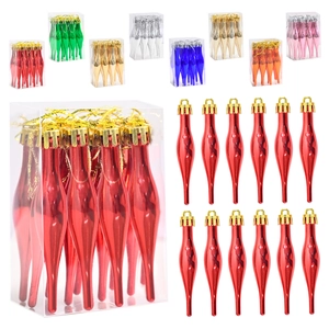 Assortiment d'ornements de Noël en forme de goutte colorés avec finition métallique et cordon