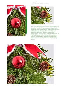 Detailed macro view of Christmas pine cone pendant with red berries and bow decoration