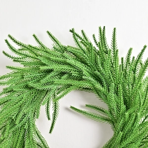 Green Norfolk Pine Christmas wreath with lifelike PE pine needles for home door decor