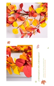 Macro detail of autumn eucalyptus wreath with mini pumpkins for harvest festival decor