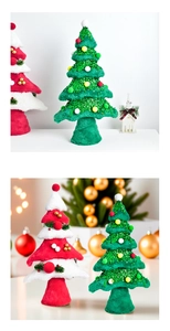 Detailed plush Christmas tree decor with colorful pom-poms and sequin accents