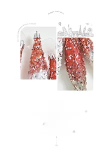 Macro detail of red sequined cone Christmas ornaments with intricate beadwork and ribbons