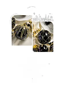 Dettaglio pallina di Natale lusso nero e oro con motivi a griglia glitterati