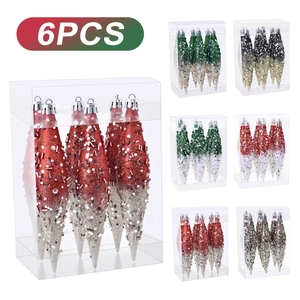 Christmas Glitter Hanging Icicle Ornaments Plastic Gradient Sequin For Holiday Home Tree Decoration Seasonal Decor