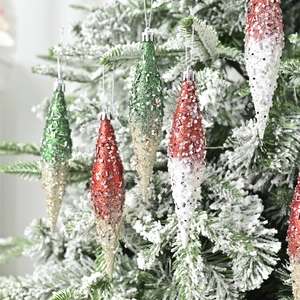 Glittery icorn-shaped Christmas tree ornaments with sequins, set of 6 hanging decorations