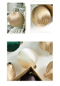 Detail of luxury satin velvet Christmas ornaments with metallic caps and hanging rings