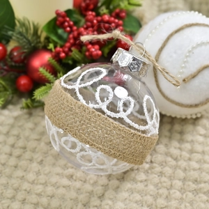 9pcs glitter burlap Christmas ball ornaments with Love letters for tree decoration