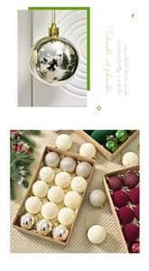 Close-up of assorted festive Christmas ornaments with varied textures in a 15pcs set