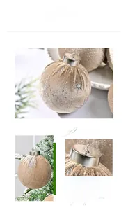 Detailed view of champagne velvet Christmas ball with silver sequin snowflake patterns