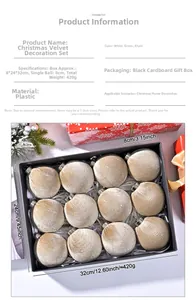 Detail of 12-piece velvet khaki Christmas balls with sparkling rhinestones in a gift box