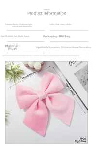 Pink velvet Christmas bow detail with dimensions 17x19cm for tree and home holiday decor