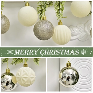 15pcs Christmas ball ornament set in gold, white and silver with diverse textures